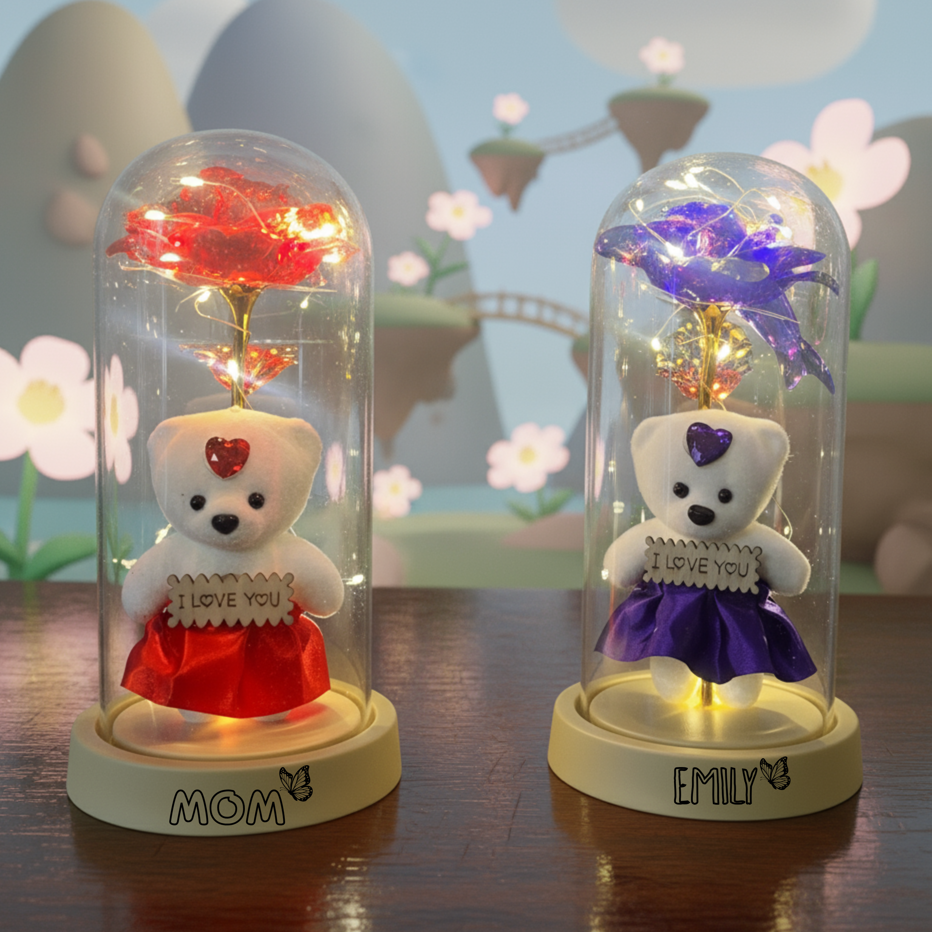 rose bear lamp glass