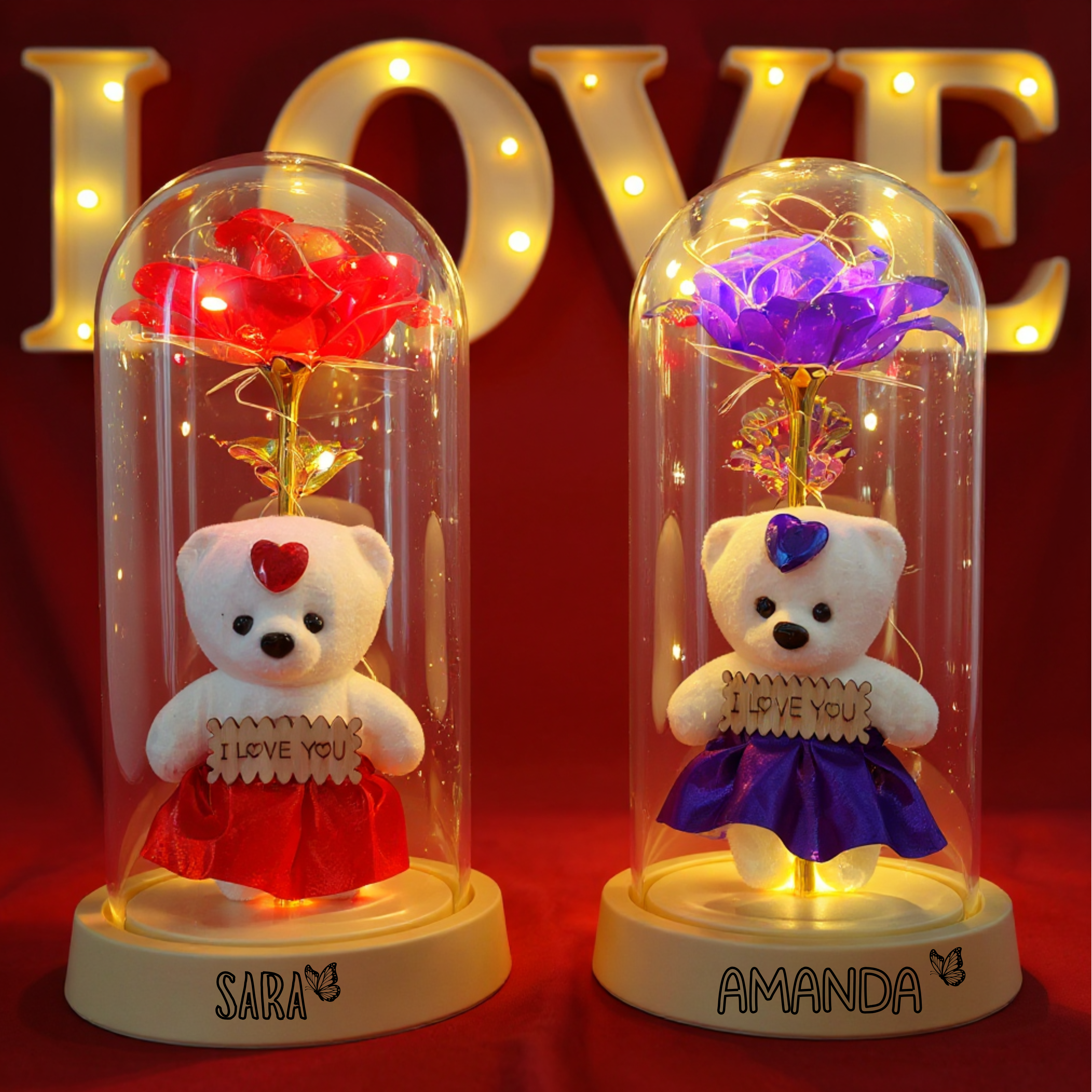rose bear lamp glass