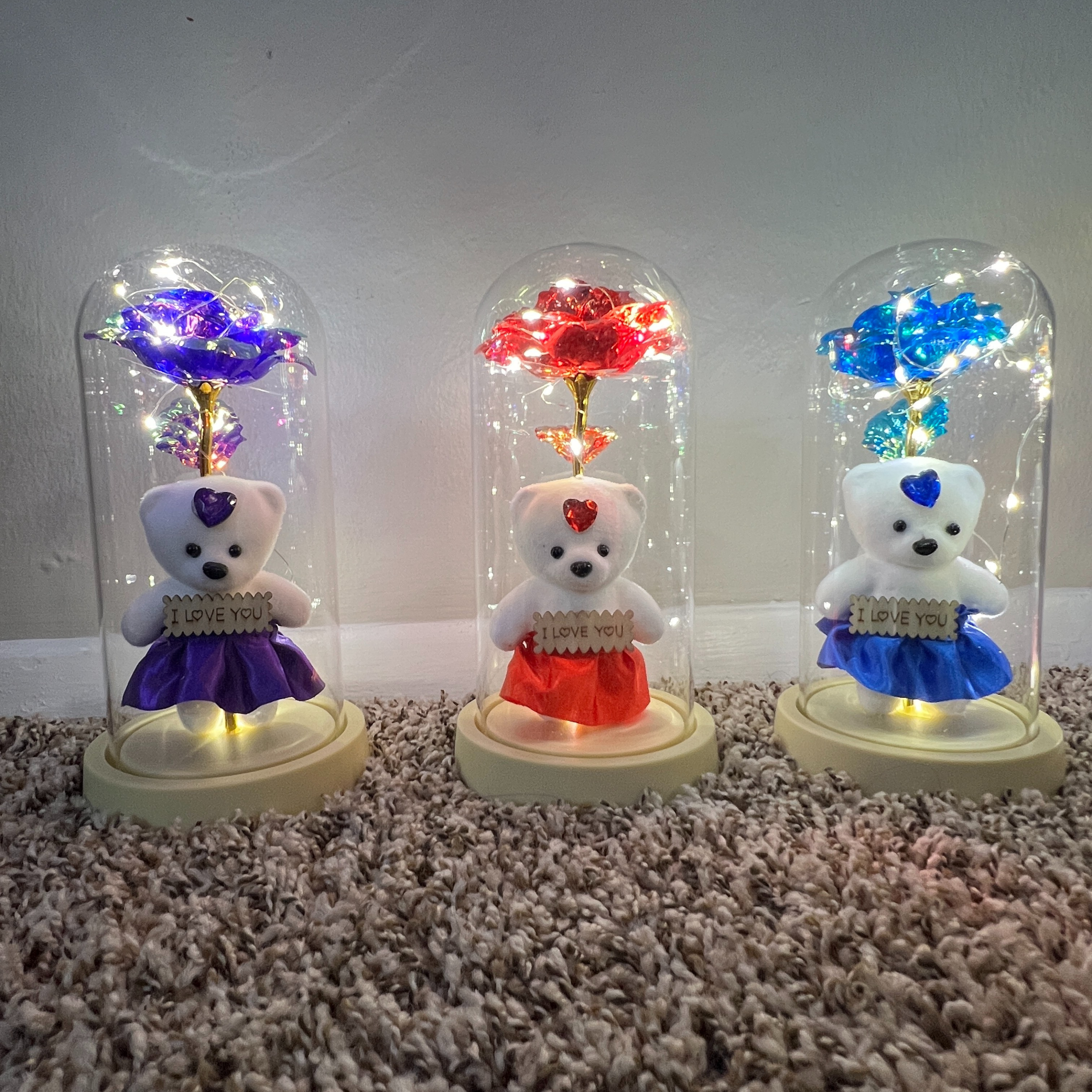 rose bear lamp glass