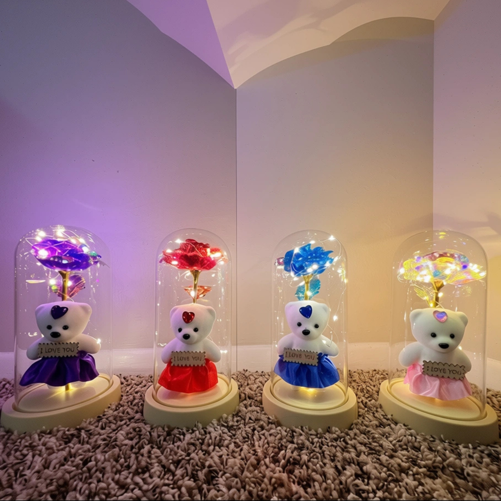 rose bear lamp glass